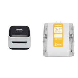 Brother VC-500W - Imprimante d'étiquettes Couleur - Wi-Fi - Modèle Compact - Rubans jusqu’à 50 mm de Large + Ruban d'étiquettes Original - 19 mm de Large