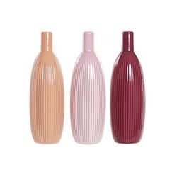 DKD Home Decor Jarrón de la Marca Rosa Porcelana Shabby Chic Coral Terracota (3 Piezas) (10 x 10 x 32 cm) (Referencia: S3020375)