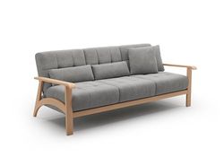 CAVADORE Canapé 3 Places Billan/Canapé 3 Places Design scandinave avec Structure Bois Massif en hêtre / 199x88x106 / Microfibre Gris