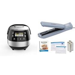 Drew&Cole CleverChef Intelligent Digital Multicooker 5L-860W- Chrome - Touch Control - Energy Efficient Delay Timer & Keep Warm Function - Simple & Effective Cooking - Power XL Duo Vacuum Nutrisealer