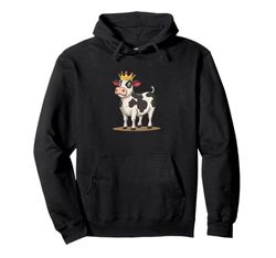 Maestoso Moo con questa divertente mucca e corona Felpa con Cappuccio