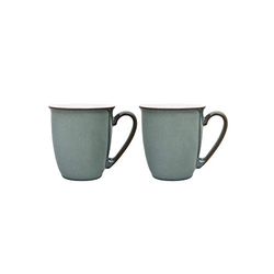 Denby - Regency Green Coffee Mug Set of 2 - 330ml Stoneware Ceramic Tea Mug Set For Home & Office - Dishwasher Safe, Microwave Safe - Green, White - Chip Resistant