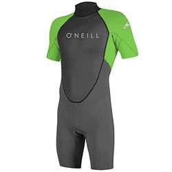 O'Neill Wetsuits Mens Reactor II 2mm Back Zip Spring Wetsuit - Graphite Dayglow - MT