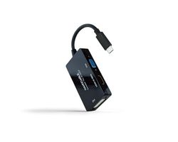 Convertidor - convertidor USB-C a HDMI/DVI/VGA de 20 cm, Color Negro, facilita la conexión de Dispositivos a Pantallas externas de múltiples formatos.* *
