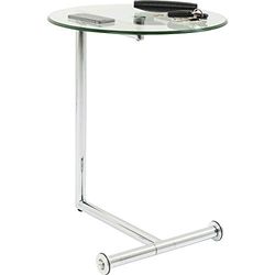Kare Design mesa auxiliar Easy Living, vidro claro, Ø 46 cm, prata, aço, vidro, sala de estar