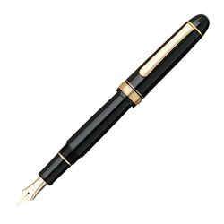 PLATINUM Japanse vulpen 3776 Century Gold Trim Black in Black F/Zwart / 0,28-0,34 mm Handgemaakt/Pen van 14-karaats goud/met geschenkdoos/vulpen