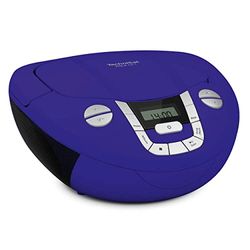 TechniSat Viola CD-1 - Lecteur CD stéréo Portable, Boombox avec poignée Pratique (Radio CD, Tuner Radio FM, réception Bluetooth, Puissance RMS de 2 x 1 W, Alimentation Secteur et Batterie) Bleu