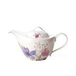 Villeroy & Boch - teiera Mariefleur Gris Basic, fine teiera in Porcellana Premium con Decoro Floreale filigranato, Lavabile in lavastoviglie, 1.2 l
