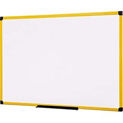 Bi-Office Lavagna Bianca Magnetica Ultrabrite, Con Cornice In Aluminio Giallo, Robusta Lavagna Ad Alta Visibilità, 120 x 90 cm