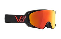 Black Crevice Skibril - Sladming - dubbele lens, anti-condenscoating, UV400-bescherming (zwart/rood, M (hoofdomtrek 55-58 cm)