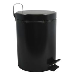 MSV - Poubelle Cosmétique Salle de Bain - Acier Inoxydable avec Seau Intérieur Amovible - Poubelle à Pédale Élégante - Compacte et Pratique - Noir Mat - 5L