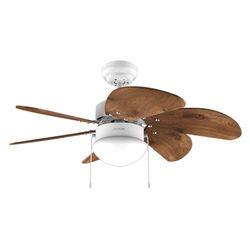 Cecotec Plafondventilator met Licht EnergySilence Aero 365 White&Wood. 50W, Diameter 36” (92cm), 3 Snelheden, 6 Omkeerbare Bladen, Modus Winter-Zomer, Eenvoudig Gebruik, Trekschakelaar.