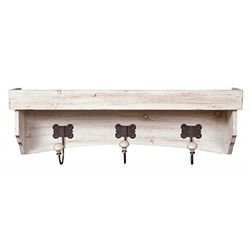 Biscottini Wandgarderobe van hout 62 x 22 cm | badjashaak met haken | wandkapstok
