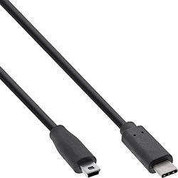 InLine 35751 USB 2.0-kabel, USB Type-C-kontakt till mini-B-kontakt (5 pol), svart, 1 m