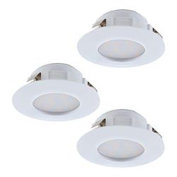 EGLO Pineda, set van 3 LED-inbouwspots, set van kunststof, 3 LED inbouwspots in wit, inbouwspot LED plat, inbouwspots set warm wit, Ø 7,8 cm