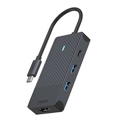 Rapoo - Adaptador multipuerto 4 en 1 HDMI y USB-A a USB-C, Compacto y portátil con Plug and Play fácil de Usar, UCM-2001, en Gris Oscuro