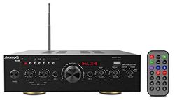 Audibax Miami - Amplificador de Audio HiFi - Conexión Bluetooth - Potencia de 100W + 100W - Entradas para Micrófonos, SD y USB - Amplificador HiFi Estéreo con Reproductor MP3 y Radio FM