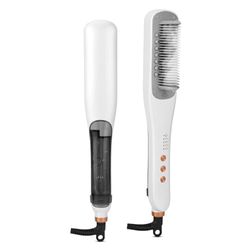 AraSyleon Brosse à repasser à cheveux à vapeur – 3 niveaux température (150 °C à 210 °C), chauffage rapide 30 s, plaques en céramique, design sûr, pour tous les cheveux, blanc