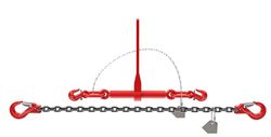Dolezych PowerLash L-150 Chaîne d'arrimage en 2 Parties avec Crochet à tête de Fourche Longueur 3,5 m Chaîne 6-8 mm 2200 daN, Noir/Rouge