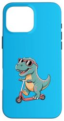 Cute Funny T-Rex Dinosaur on a Scooter Cartoon Drawing Case for iPhone 16 Pro Max