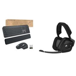 Logitech MX Keys Combo & CORSAIR VOID RGB ELITE Wireless Gaming