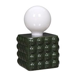 HOME DECO FACTORY, LA0120, Lampada in Ceramica a Batteria Verde Foresta, Design Elegante e Pratico, Luce soffusa per Interni, Ideale per Angolo Lettura o Soggiorno, Dimensione 18 cm, Colore Verde