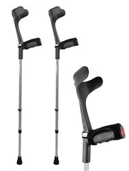 KMINA - Béquilles avec Coussinet (x2 Unités), Médicales Adultes Ergonomique, Canne Anglaise, Orthopédique, Réglables, Noir - Made in Europe