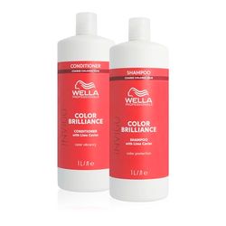 Wella Professionals Shampoing Invigo Color Brilliance pour cheveux colorés et épais et Après-Shampoing - Maintient l'éclat et la protection de la couleur des cheveux - 1L + 1L