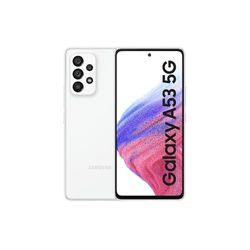 Samsung Galaxy A53, 5G, Android smartfon, wyświetlacz Infinity-O FHD+ 6,5 cala, 6 GB RAM i 128 GB pamięci wewnętrznej, możliwość rozszerzenia ², 5000 mAh, wspaniała biel [wersja włoska]
