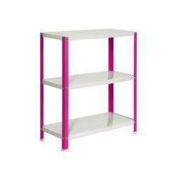 Simon Rack Librería Estanteria Salon, 900x800x300 mm, 3 Alturas, Estilo Industrial, Metálica, Rosa/Blanco - Simon Home