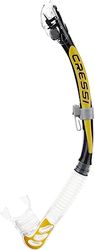 Cressi ES258051 Alpha Ultra Dry Snorkel, ideaal om te snorkelen, apneu en duiken, Eén maat, Transparant/Zwart/Geel