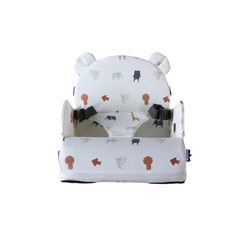 NOUKIE'S - Rehausseur Safari Bébé de 9 mois à 3 ans Chaise Enfant avec Dossier et Coussin- Léger, Pliable et Nomade - Harnais, Sécurité - Imperméable, Déhoussable et Lavable - Max 13 kg - Idéal