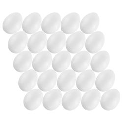 MCE-Commerce A636025-1 Lot de 25 œufs en Plastique pour Bricolage et décoration de Pâques Blanc 6 cm