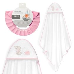 Interbaby - Mantello da bagno per bambini + cappello regolabile | Asciugamano con cappuccio 100% cotone, unisex, morbido, asciugatura rapida, ideale per neonati, neonati e bambini piccoli, design orso
