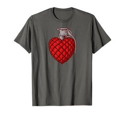 Heart Grenade - Funny Danger Love Heart-Shaped Grenade T-Shirt