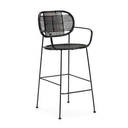 TABURETE ALTO 51X51X102 METAL NEGRO/MIMBRE NEGRO