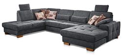 CAVADORE Puccino - Divano angolare in tessuto marrone, 340 x 224 x 86 cm