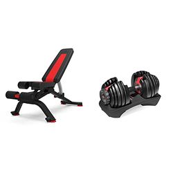 Bowflex SelectTech 552i macuerna 2-24 kg (1 mancuerna) Ajustables para Hogar, Adultos Unisex + 5.1S Stowable Bench Banco para Pesas, Adultos Unisex, Rojo, Negro