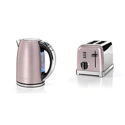 Cuisinart Style Collection Multi-Temp Jug Kettle | 1.7L Capacity | Vintage Rose | CPK17PIU & Style Collection 2 Slot Toaster | Vintage Rose | CPT160PU