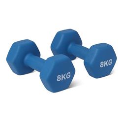 Amazon Basics - manubri neoprene set con supporto, 8 kg, Acqua