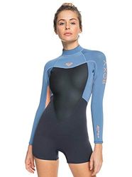 Roxy 2/2 Prologue Women BZ LS SP FL, Maglietta Rash Guard Donna, Cloud Blk/Powderdgrey/Sunglow, 4