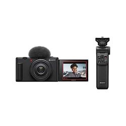 Sony vlogcamera ZV-1F | Digitale camera (kantelbaar scherm, 4K video, slow motion, vlogfuncties — Zwart & Sony GP-VPT2BT Bluetooth handgreep, zwart
