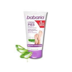 Babaria - Creme pés secos e rachados, 150 ml, creme de pés e saltos rachados, hidratação intensa, aloé vera e manteiga de karité, absorção rápida, 100% vegana