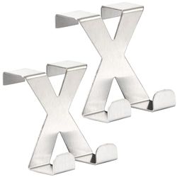 RICOO Premium Over Door Hanger, MH031Sx2, Stainless Steel Door Hooks, Durable and Rust-Resistant Over Door Hook for Coats, Towels, and Bags, Space-Saving Design, Easy Install - No Drilling, Silver