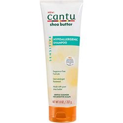 Cantu - Shampooing Hypoallergénique Beurre de Karité - Hydratation Intense - Peaux Sèches et Sensibles - Non Grasse et Sans Parfum - 236 ml