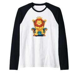 Kingdom Throne - Costume da leone con corona, per bambini e bambine Maglia con Maniche Raglan