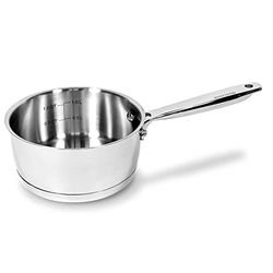 Moneta Accordo Inox Cacerola de Inducción, Revestimiento Exterior de Acero Inoxidable Cepillado, Apta para Todas las Cocinas, Apta para el Lavavajillas,20 cm