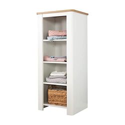 roba Scaffale Ava, 4 scomparti aperti, corpo arrotondato in bianco, corona decorativa in rovere Artisan