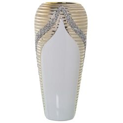 Alexandra House Living Vase White Champagne Ceramic Gloss 18 x 18 x 37 cm