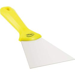 Vikan - Hygiène - Grattoir à main - Avec lame en acier inoxydable - Jaune - Large